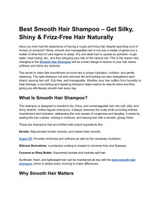 Best Smooth Hair Shampoo – Get Silky, Shiny & Frizz-Free Hair Naturally