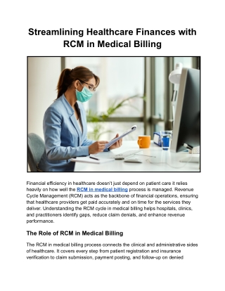 Streamlining Healthcare Finances with RCM in Medical Billing