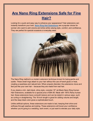 Are Nano Ring Extensions Safe for Fine Hair?