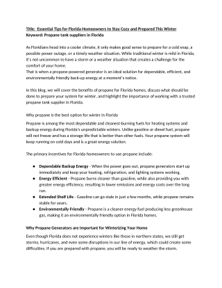 Propane gas products in Florida