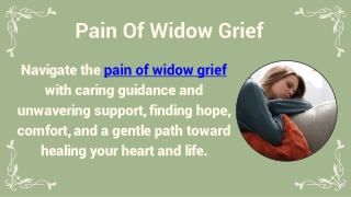 Pain Of Widow Grief
