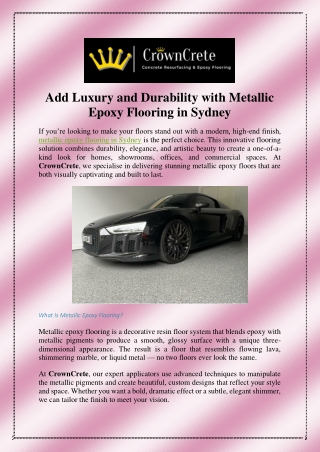 Add Luxury and Durability with Metallic Epoxy Flooring in Sydney