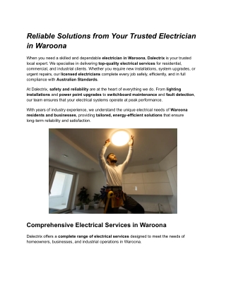 Reliable Solutions from Your Trusted Electrician in Waroona