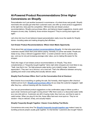 AI-Powered Product Recommendations Drive Higher Conversions on Shopify