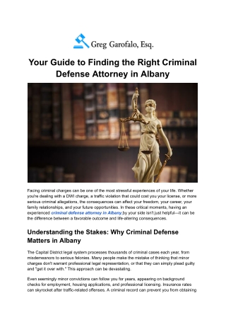 Your Guide to Finding the Right Criminal Defense Attorney in Albany