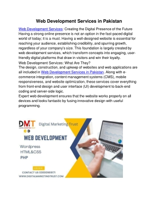 Web Development Services in Pakistan