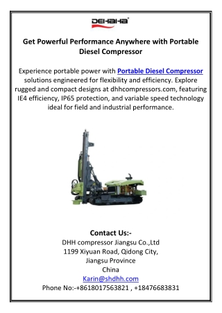 Get Powerful Performance Anywhere with Portable Diesel Compressor