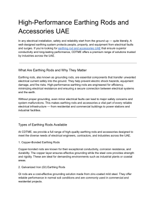 High-Performance Earthing Rods and Accessories UAE