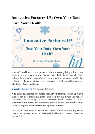 Innovative Partners LP: Security With Profitability