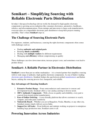 Semikart Simplifying Sourcing with Reliable Electronic Parts Distribution