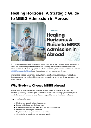 Healing Horizons_ A Strategic Guide to MBBS Admission in Abroad