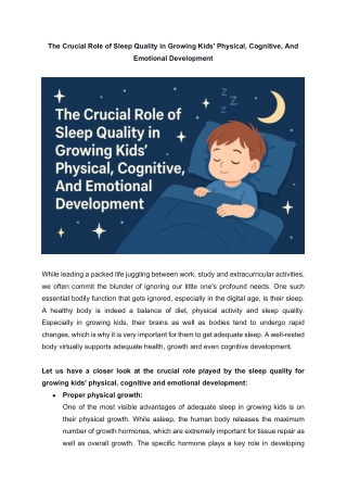 The Importance of Sleep Quality in Children’s Growth and Development | Dr. G.M.