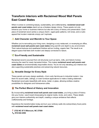 Transform Interiors with Reclaimed Wood Wall Panels East Coast States (1)