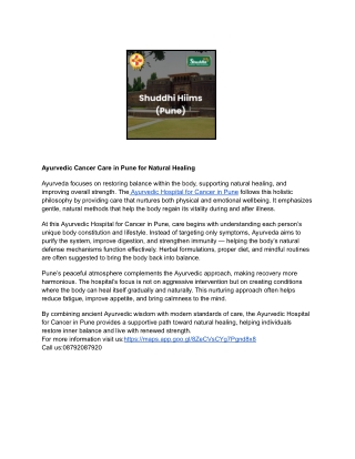 Ayurvedic Cancer Care in Pune for Natural Healing