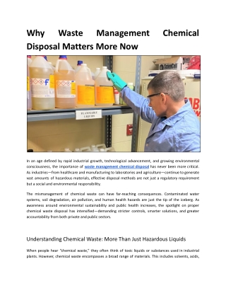 Why Waste Management Chemical Disposal Matters More Now