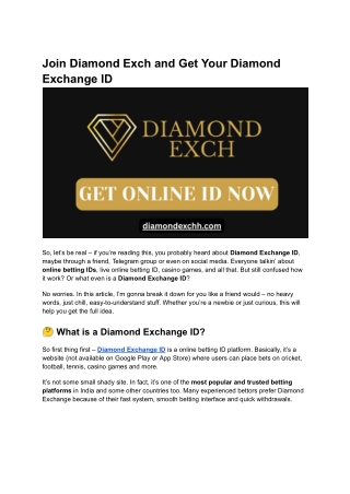 Diamond Exchange ID – Best Online Betting ID with High Bonus