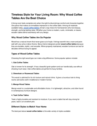 Timeless Style for Your Living Room_ Why Wood Coffee Tables Are the Best Choice