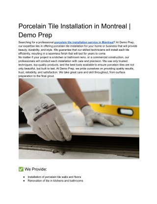 Porcelain Tile Installation in Montreal _ Demo Prep