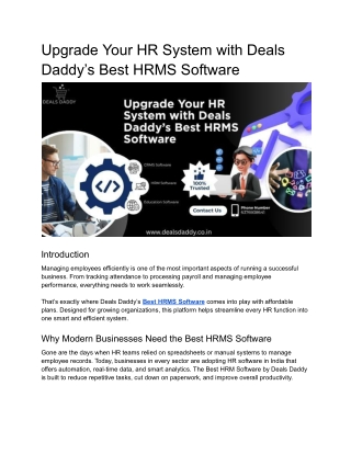 Upgrade Your HR System with Deals Daddy’s Best HRMS Software