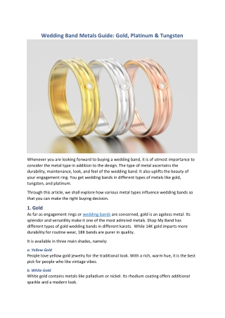 Wedding Band Metals Guide Gold, Platinum & Tungsten