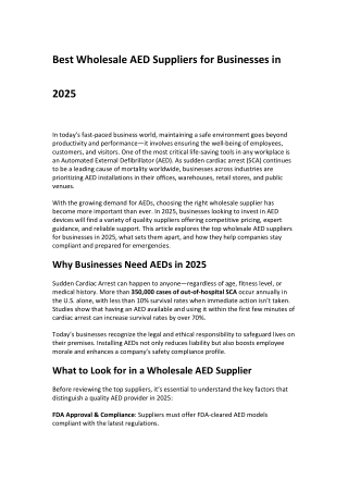 Best Wholesale AED Suppliers for Businesses