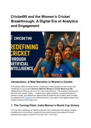 Cricbet99 and the Women’s Cricket Breakthrough_ A Digital Era of Analytics and Engagement