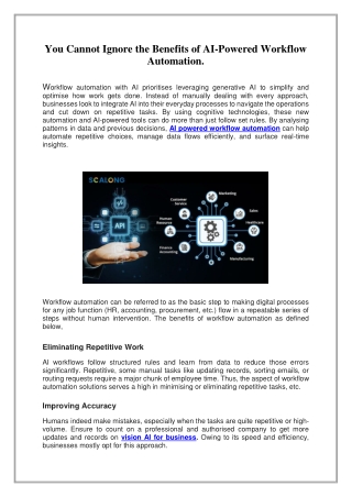 You Cannot Ignore the Benefits of AI, Powered Workflow Automation.