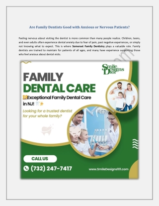 Are Family Dentists Good with Anxious or Nervous Patients