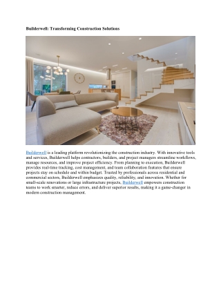 Builderwell: Transforming Construction with Innovative Solutions and Quality Cra