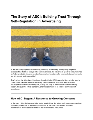 The Story of ASCI: Building Trust Through Self-Regulation in Advertising