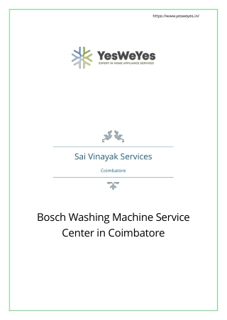 Bosch Washing Machine Service Center in Coimbatore