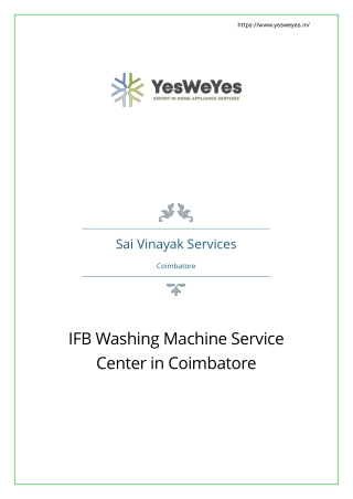 IFB Washing Machine Service Center in Coimbatore