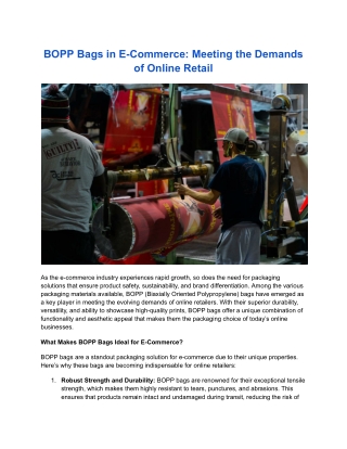 BOPP Bags in E-Commerce_ Meeting the Demands of Online Retail