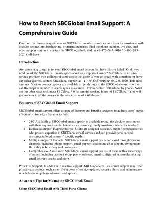 How to Reach SBCGlobal Email Support: A Comprehensive Guide  1-475-315-9016
