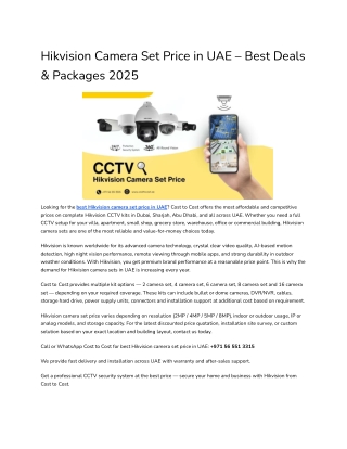 Hikvision Camera Set Price in UAE – Best Deals & Packages 2025