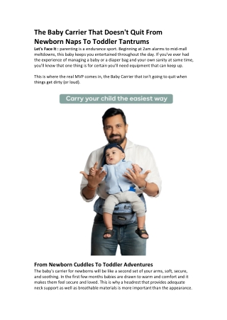 Baby Carrier That Never Quits | From Newborn To Toddler
