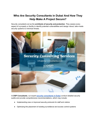 Who Are Security Consultants in Dubai And How They Help Make A Project Secure_