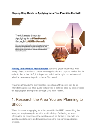 Step-by-Step Guide to Applying for a Film Permit in the UAE