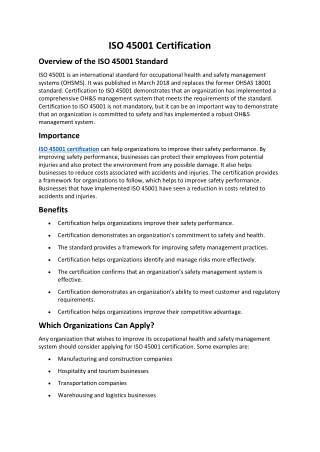 ISO 45001 Certification