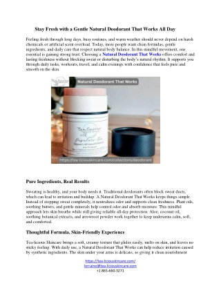 Stay Fresh with a Gentle Natural Deodorant That Works All Day