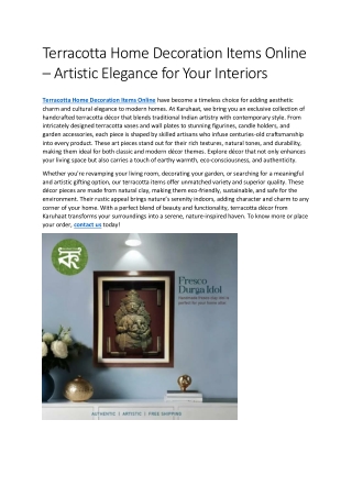Terracotta Home Decoration Items Online – Artistic Elegance for Your Interiors