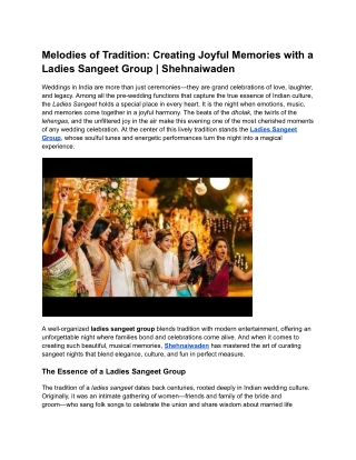 Melodies of Tradition Creating Joyful Memories with a Ladies Sangeet Group  Shehnaiwaden