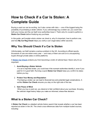 Stolen Car Check