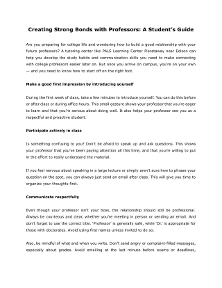 Creating Strong Bonds with Professors- A Student’s Guide