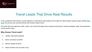 Grow Your Travel Business with Premium Verified Leads