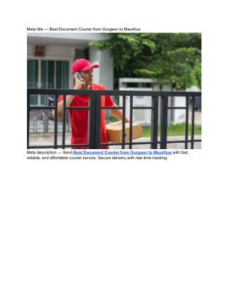 Best Document Courier from Gurgaon to Mauritius