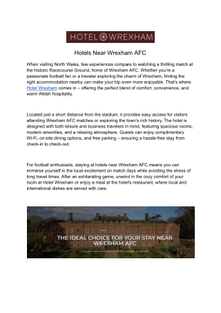 Hotels Near Wrexham AFC