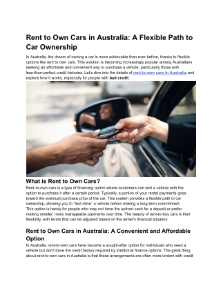 Rent to Own Cars in Australia_ A Flexible Path to Car Ownership