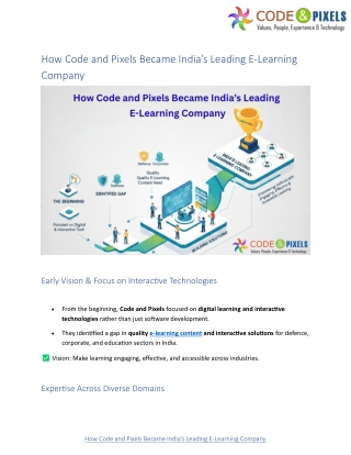 How Code and Pixels Became India’s Leading E-Learning Company