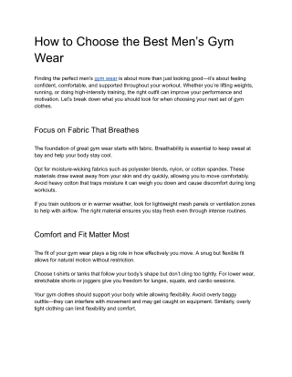 How to Choose the Best Men’s Gym Wear